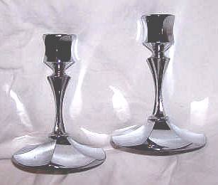 Metalware/Irvinware Fluted Chrome Candle Sticks