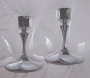 Metalware/Irvinware Fluted Chrome Candle Sticks