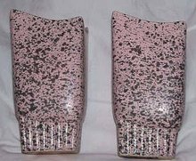 Vase/Pair 1950's Ceramic Pink Vase's With Black Spatters Asymmertical Tops