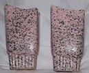 Vase/Pair 1950's Ceramic Pink Vase's With Black Spatters Asymmertical Tops