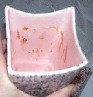 Vase/Pair 1950's Ceramic Pink Vase's With Black Spatters Asymmertical Tops