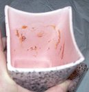 Vase/Pair 1950's Ceramic Pink Vase's With Black Spatters Asymmertical Tops