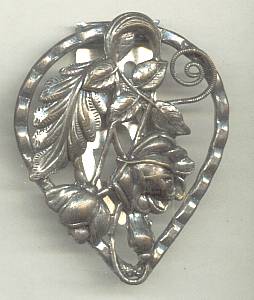 Dress Clip(s)/Stamped Floral Design/Silver Metal