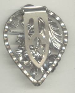 Dress Clip(s)/Stamped Floral Design/Silver Metal
