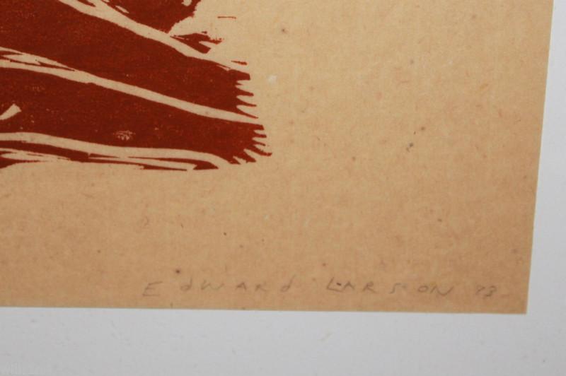 Sleeping Beauty Larson Dogs Asleep Woodblock Art Proof