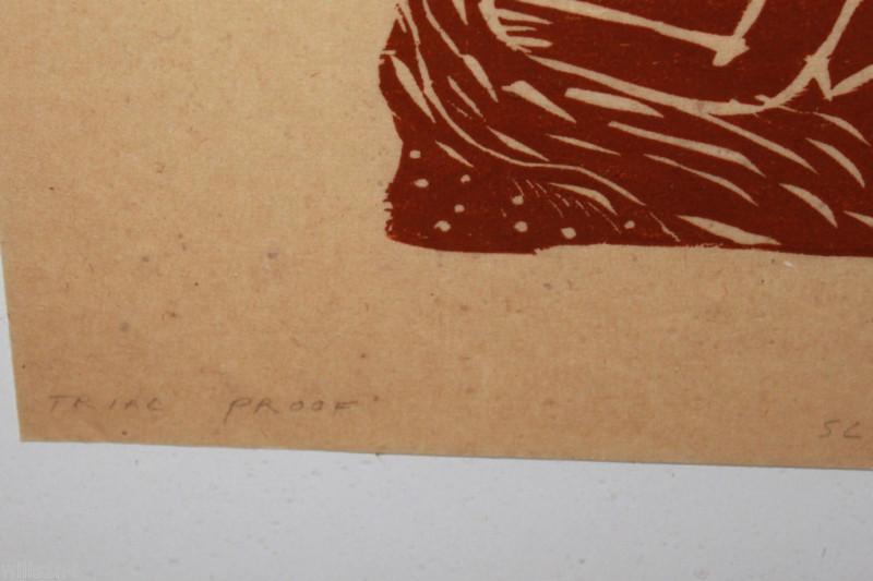 Sleeping Beauty Larson Dogs Asleep Woodblock Art Proof