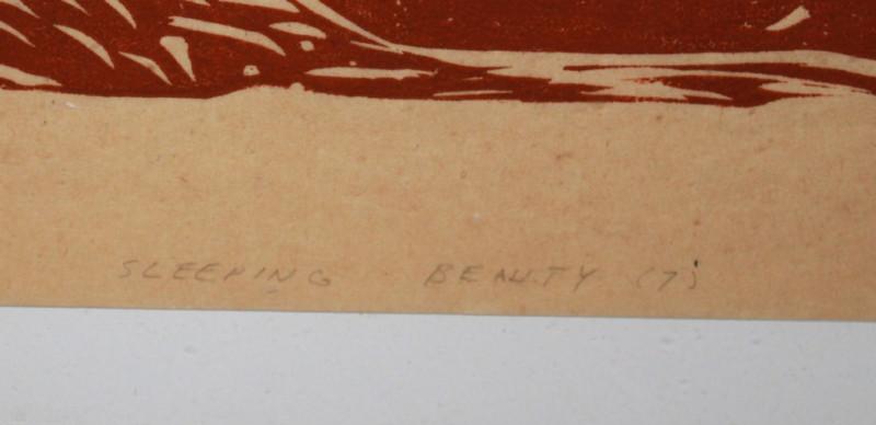 Sleeping Beauty Larson Dogs Asleep Woodblock Art Proof