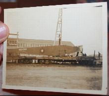 1919 WWI Photo of Handley Page fuselage being loaded off a railcar
