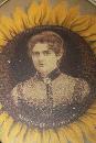 First Lady Francis Cleveland Tricora sunflower Corset Advertisementin frame