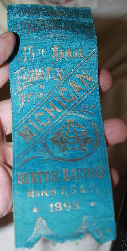 1893 Michigan 15th Benton Harbor Encampment Civil War Union Vetern's Represenitive Ribbon