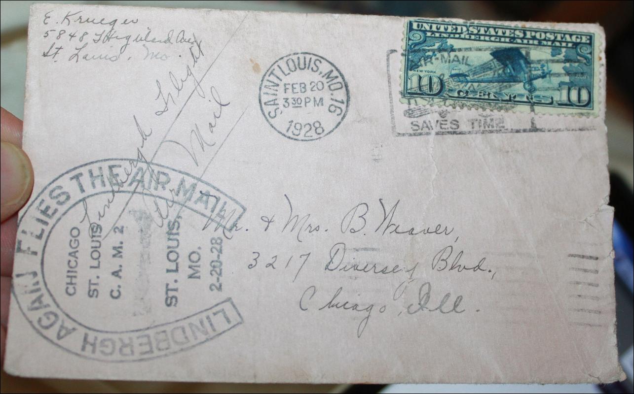 Lindbergh Horseshoe 2/20/28 Postal Cover envelope