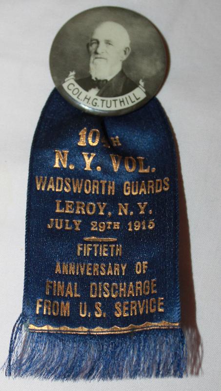 Wadsworth Guards 104th NY 1915 Commemorative Discharge button & Ribbon