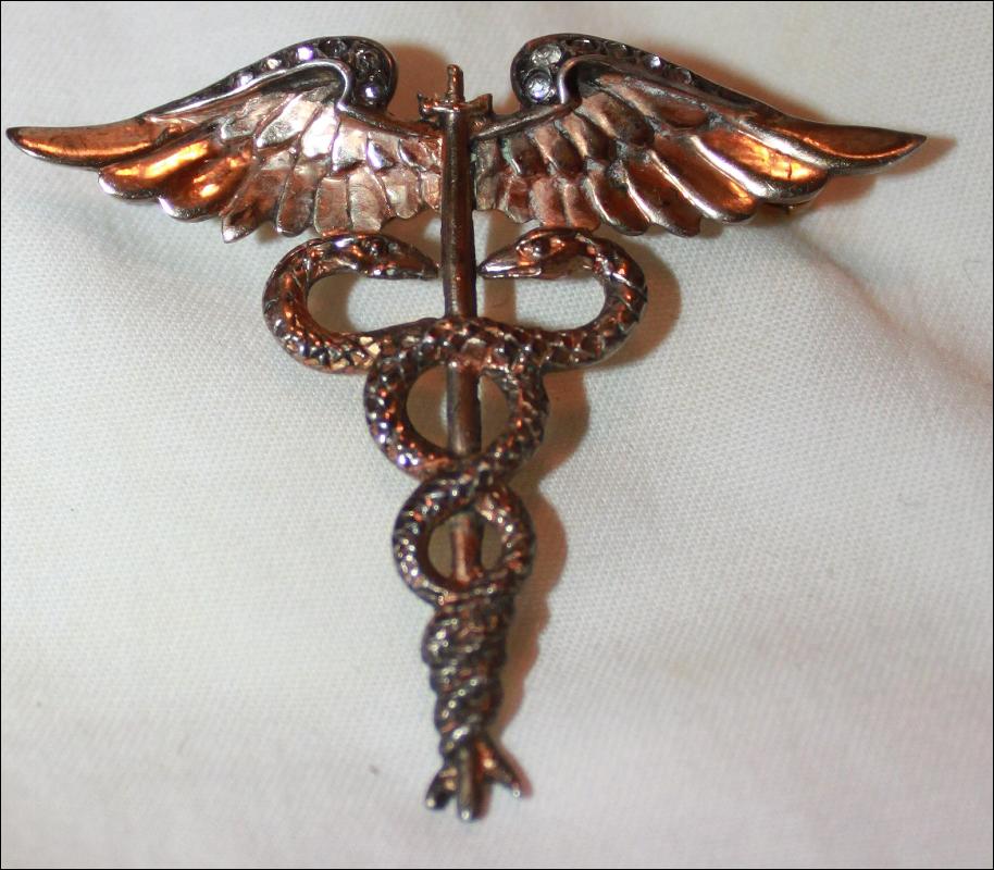 WWII Army Air Medic Sweetheart's Pin Gold wash over sterling