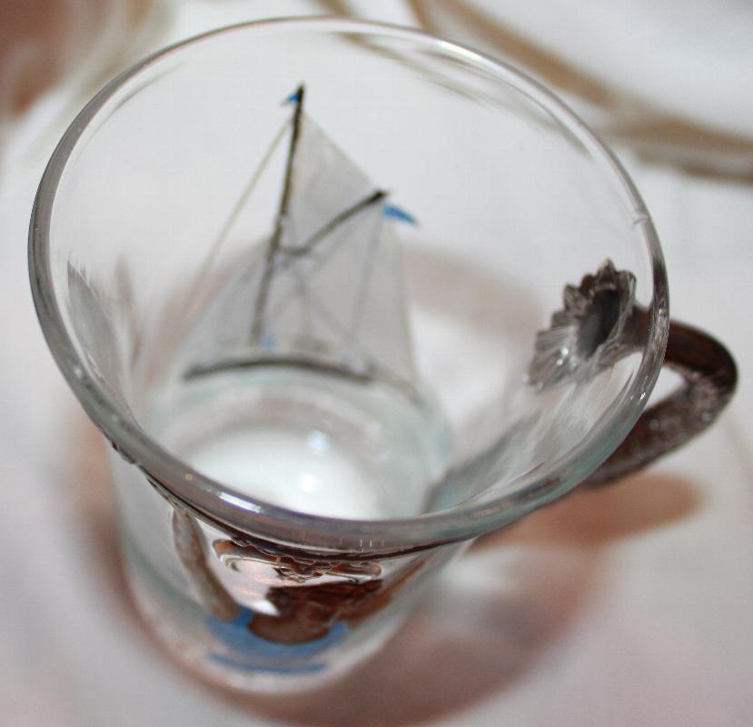 1904 Shriners Masonic fish Handled Atlantic city glass by the Pittsburgh Glass Company