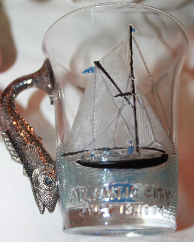 1904 Shriners Masonic fish Handled Atlantic city glass by the Pittsburgh Glass Company