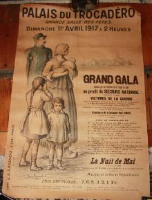 French WWI Benefit Poster Palais Du Trocadero Grande Salle Fetes