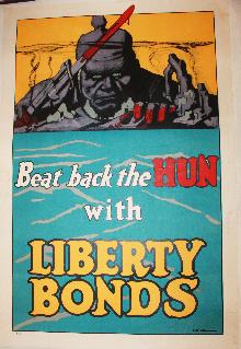 Beat Back the Huns With Liberty Bonds WWI Poster
