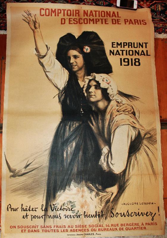WWI French Poster Comptoir National De Paris 1918