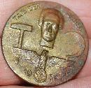 German WWII Mai Day Workers brass pin 1934 Schwab Gmund