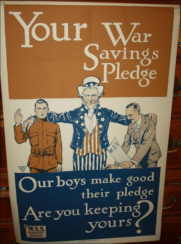 WWI Uncle Sam Savings Pledge Poster