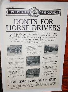 WWI Waterlow & Sons Safety for Horses Poster