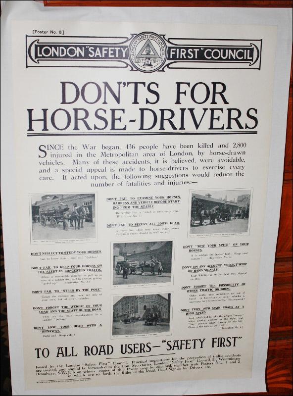 WWI Waterlow & Sons Safety for Horses Poster