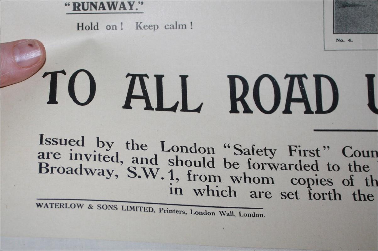 WWI Waterlow & Sons Safety for Horses Poster