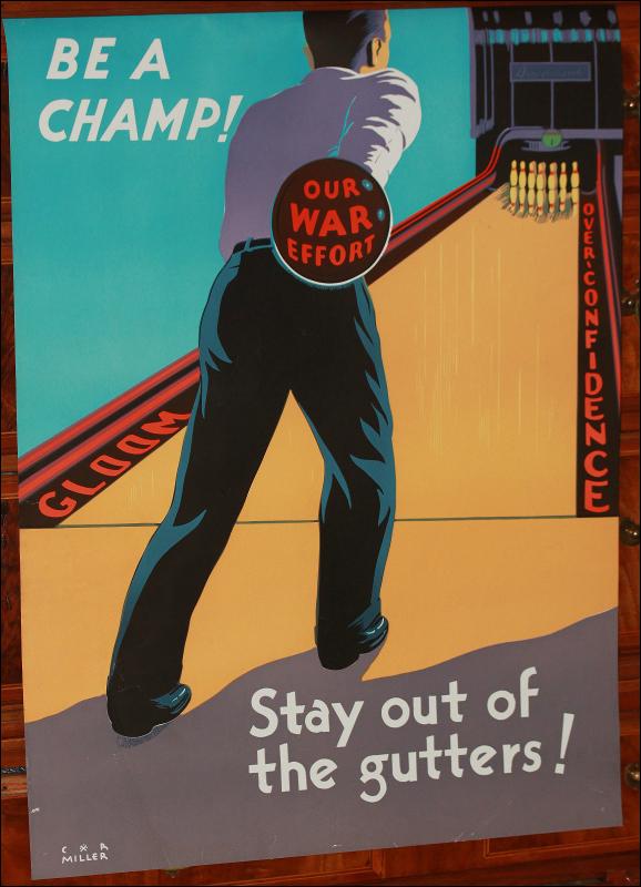 WWII Propaganda USA Bowling Gutters Poster