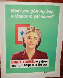 WWII Don't Travel Woman Poster 1940s