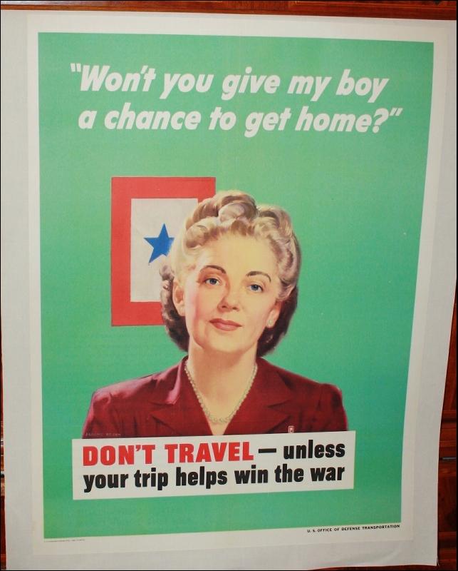 WWII Don't Travel Woman Poster 1940s