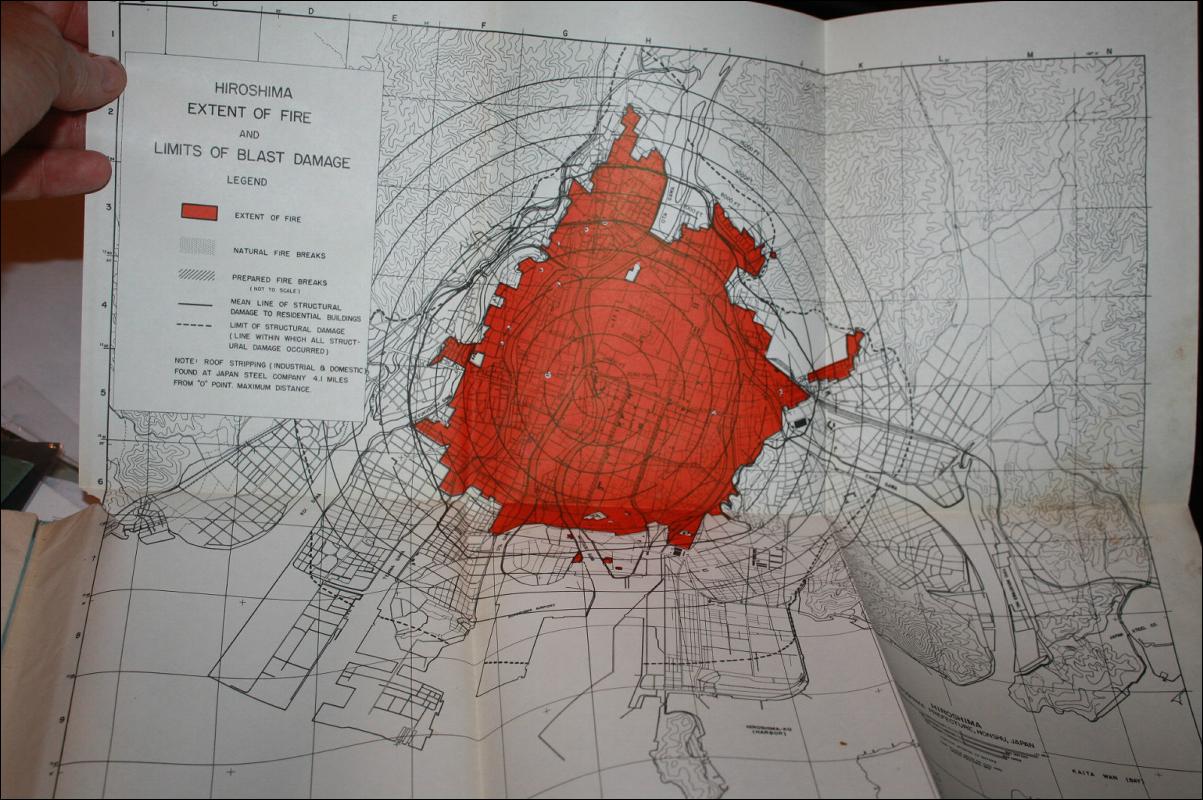 USA Military Bombing Survey Book with Maps Hiroshima Nagasaki 1946