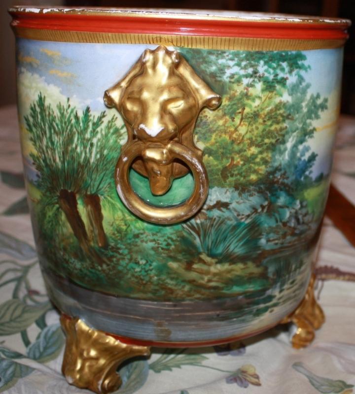 English Hand Painted Footed Wine Cooler