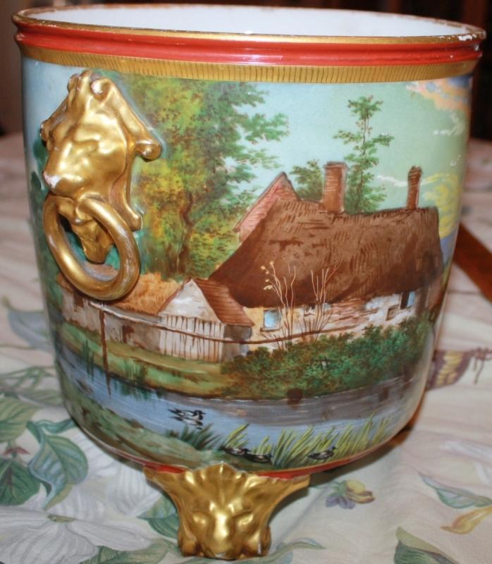 English Hand Painted Footed Wine Cooler