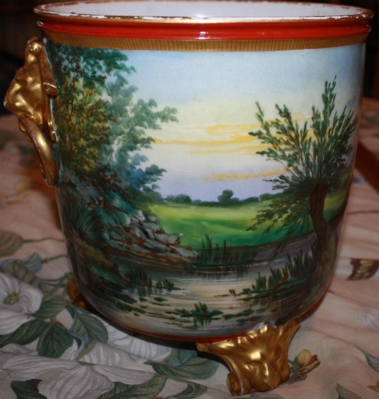 English Hand Painted Footed Wine Cooler