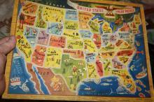 48-State USA Map Puzzle Toy 1950s