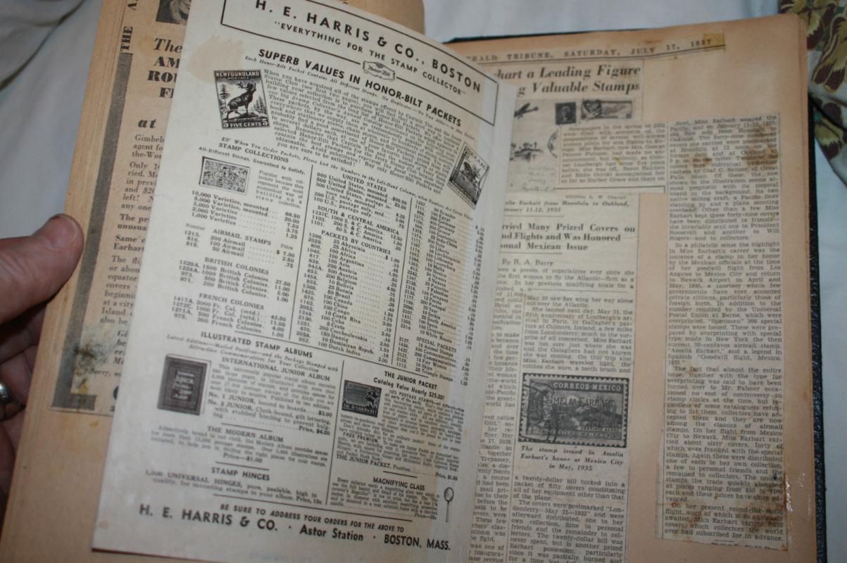 Scrapbook from 1930s with Hand Drawn Stamps Articles