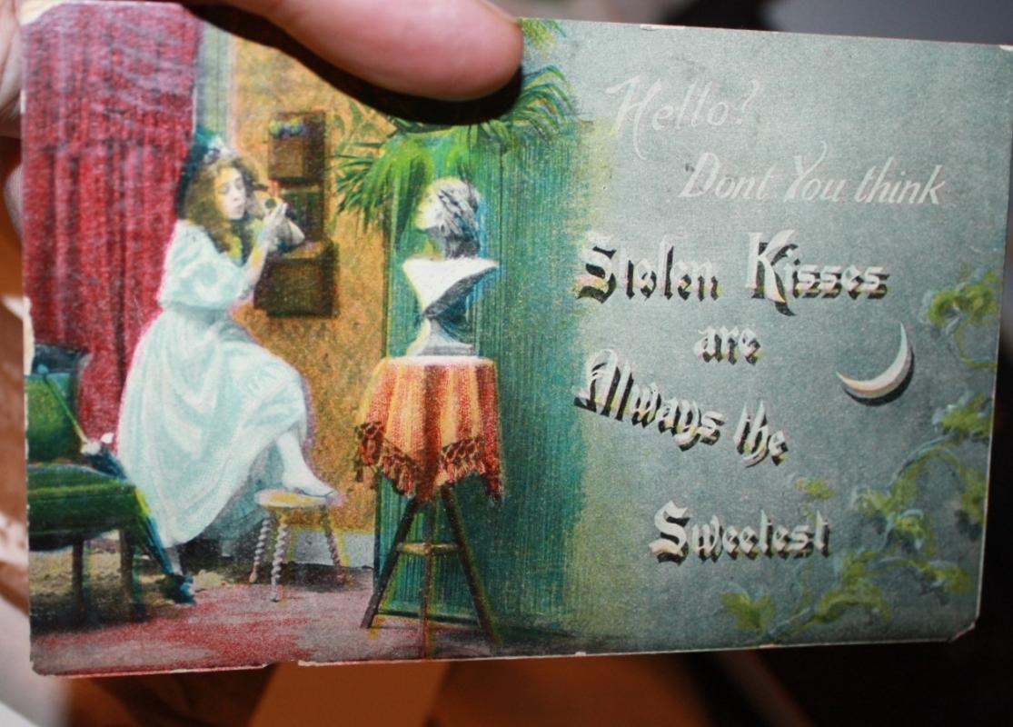 Stolen Kisses Telephone Postcard 1911