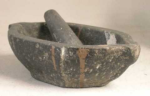Carved Stone Mortar & Pestle