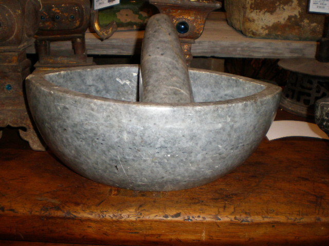 Carved Stone Mortar & Pestle