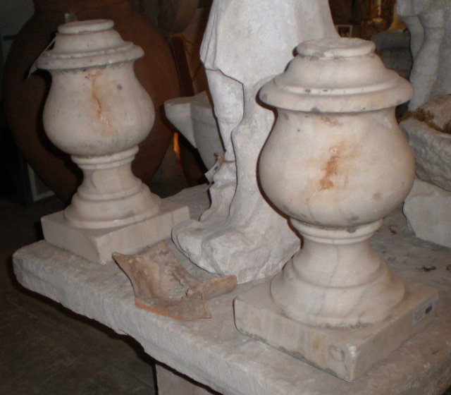 Pair of Antique Alabaster Fleurons