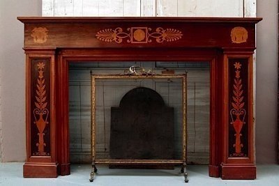 Empire Style Mahogany Wood Fireplace