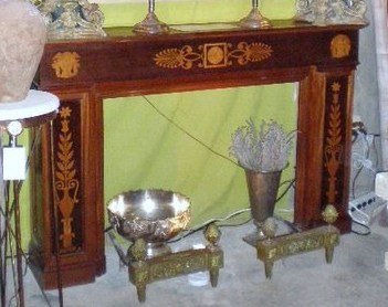 Empire Style Mahogany Wood Fireplace