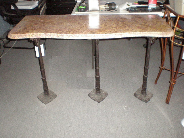 Iron Console Table with Marble Top
