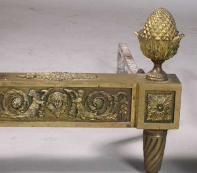 Pair of Empire Style Brass Andirons