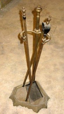 Louis XV Style Brass Fireplace Tools