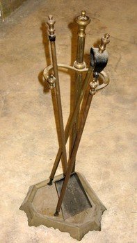Louis XV Style Brass Fireplace Tools