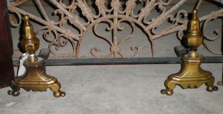 Pair of Federal Style Brass Andirons