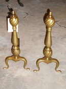 Pair of American Brass Andirons