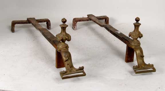 Pair of Antique Brass Andirons