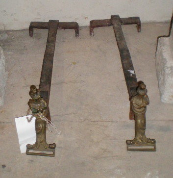 Pair of Antique Brass Andirons